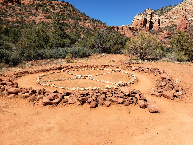 A rock formation in the shape of a wheel.