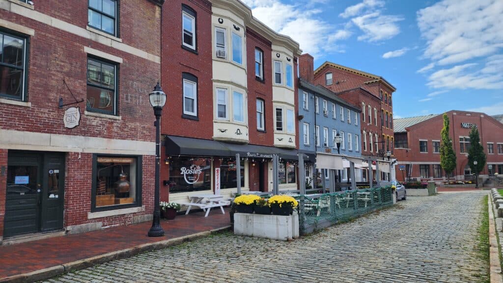 A quiet downtown street.