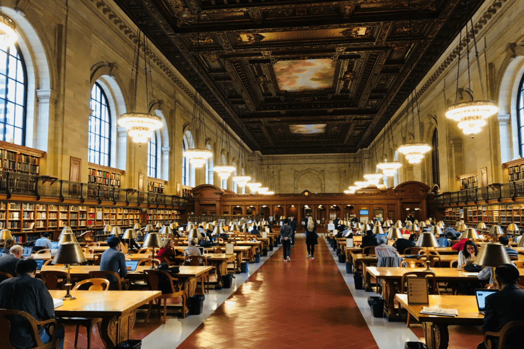 A reading room in a library.