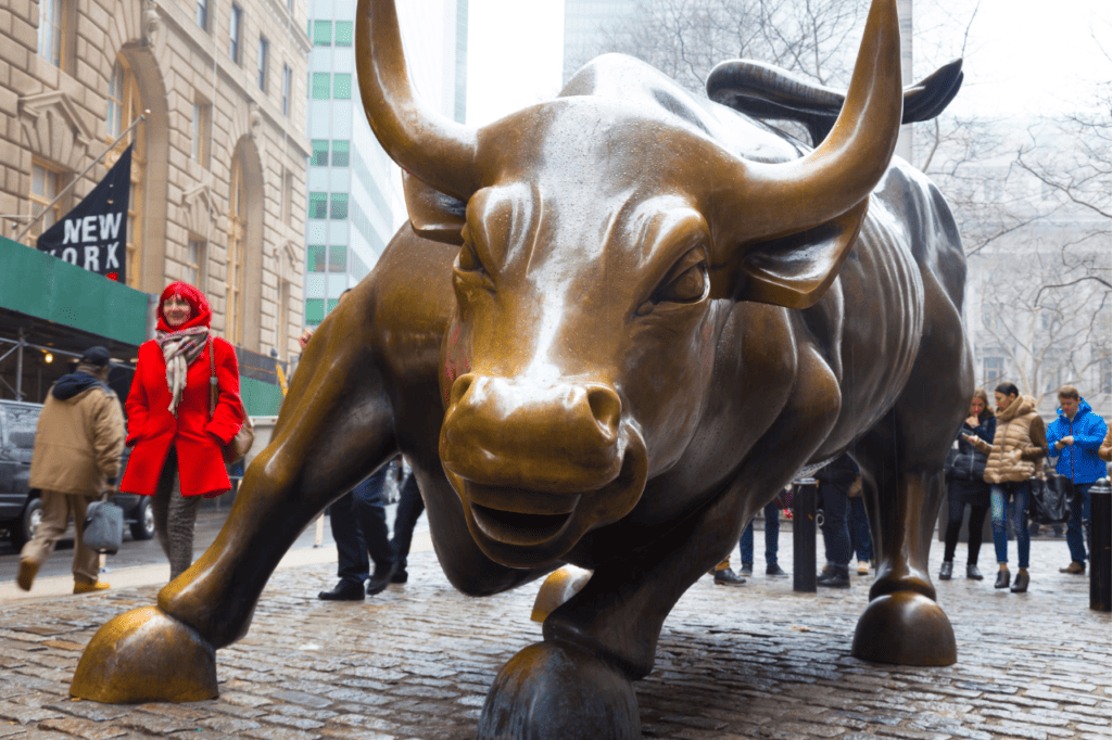 The Wall Street Bull statue.