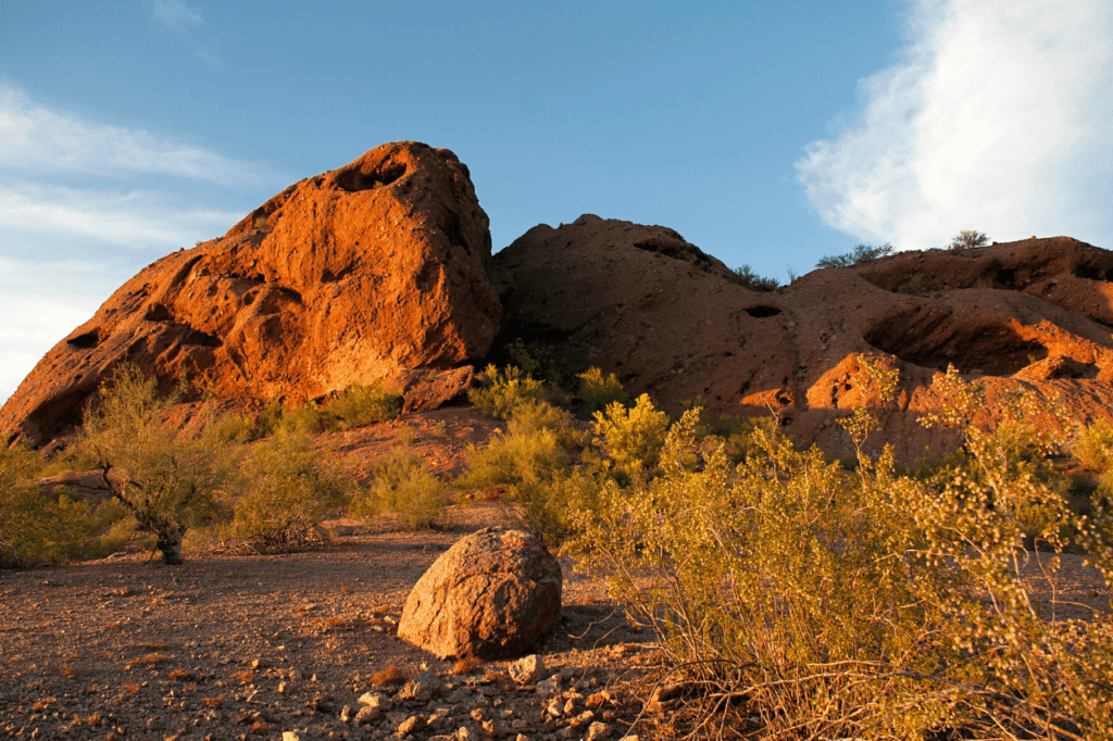 Large boulders formed in unique formations at Papago Park.