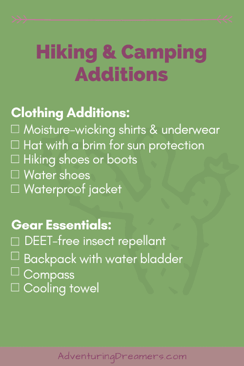 Hiking and camping additions.