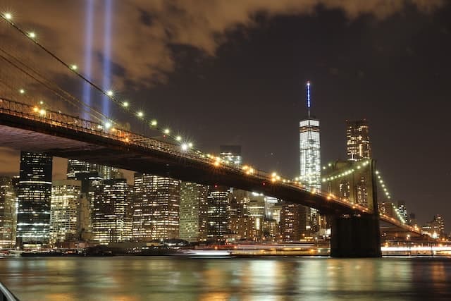The Brooklyn Bridge in New York City in October.