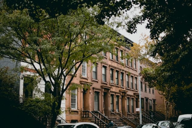 A brownstone in New York City in October.