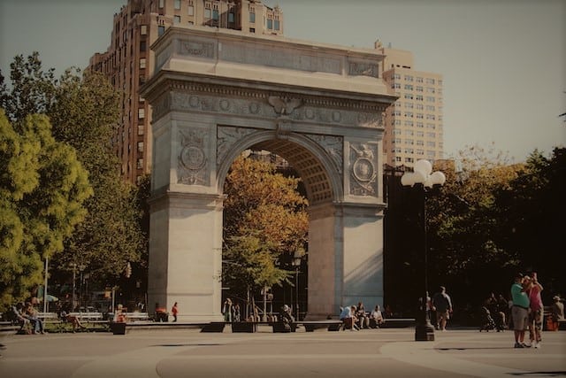 The arch at Greenwich Village in New York City in October.