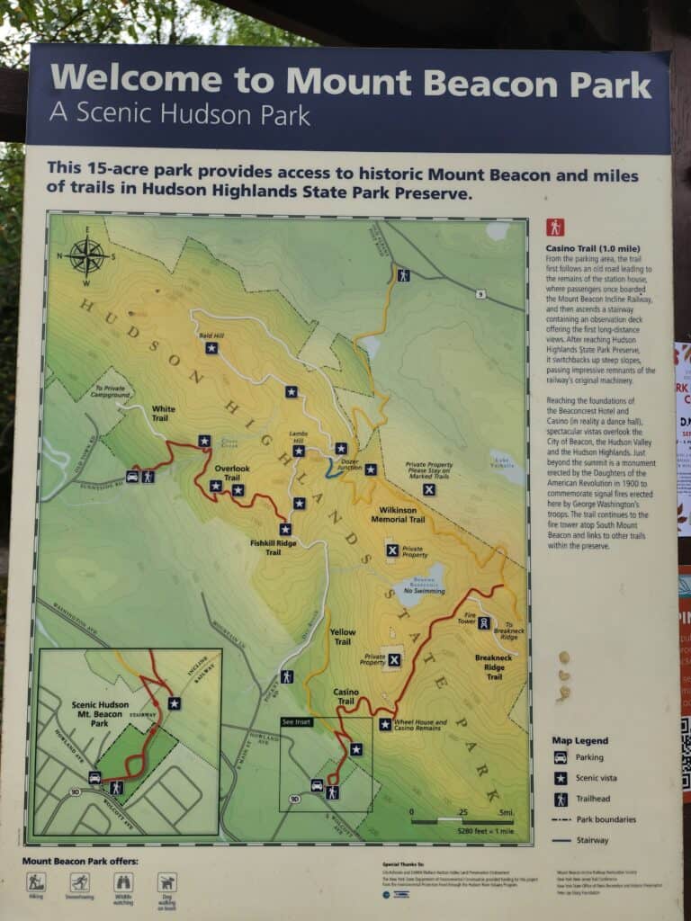 Map of Mount Beacon including Casino Trail