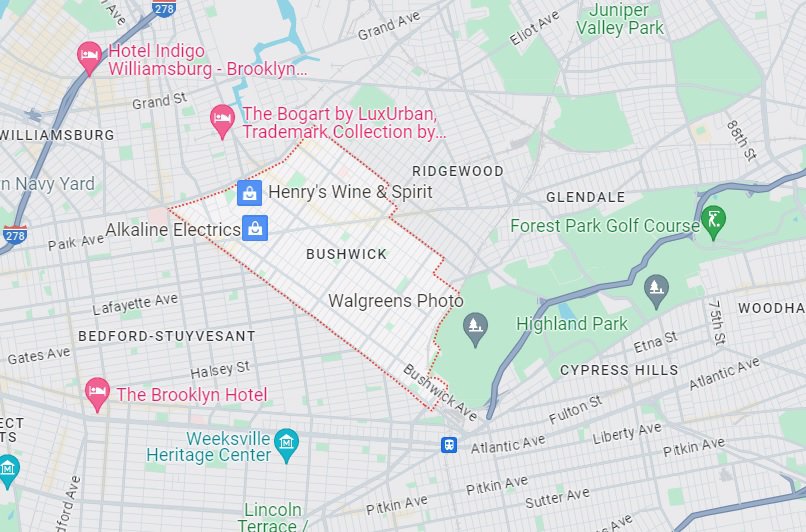 Map of Bushwick, Brooklyn