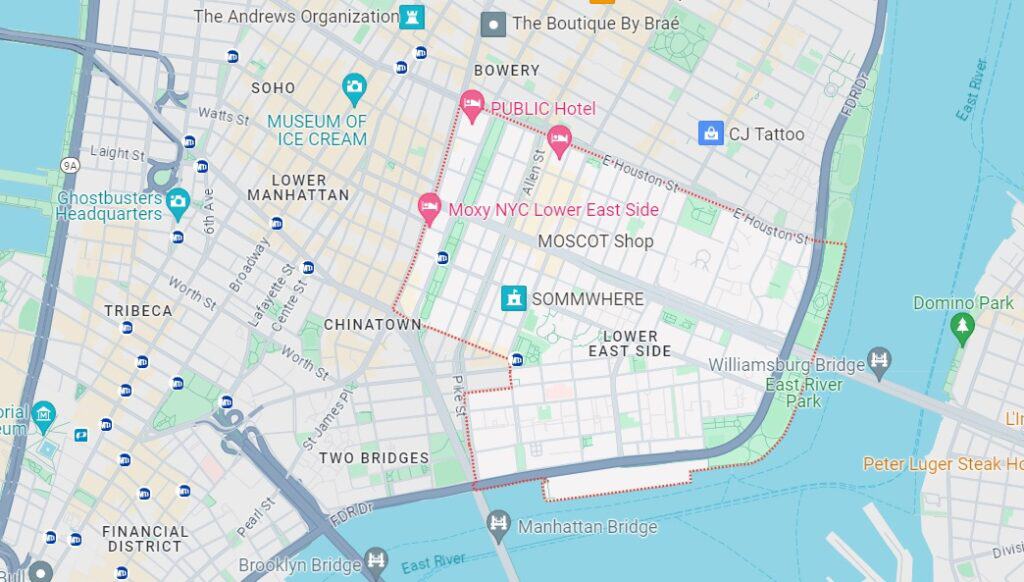 Map of the Lower East Side, Manhattan