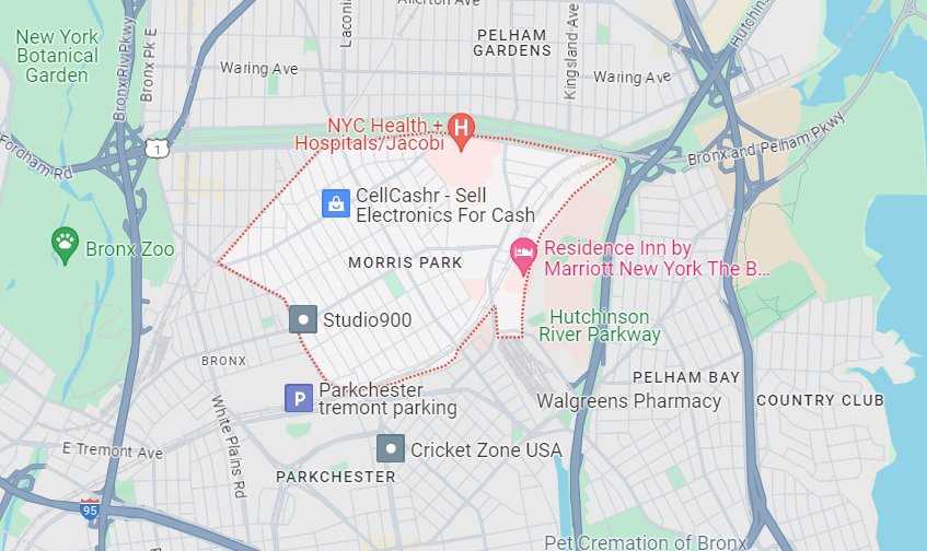 Map of Morris Park, Bronx