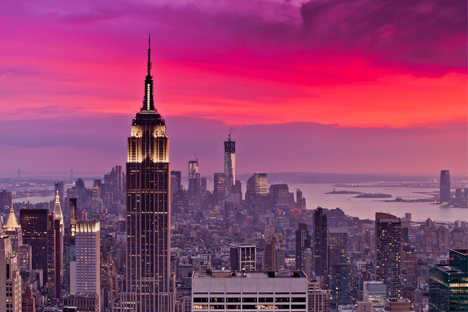 Seeing the Empire State building lit up by the sunset is one of the most romantic things to do in New York as a couple.